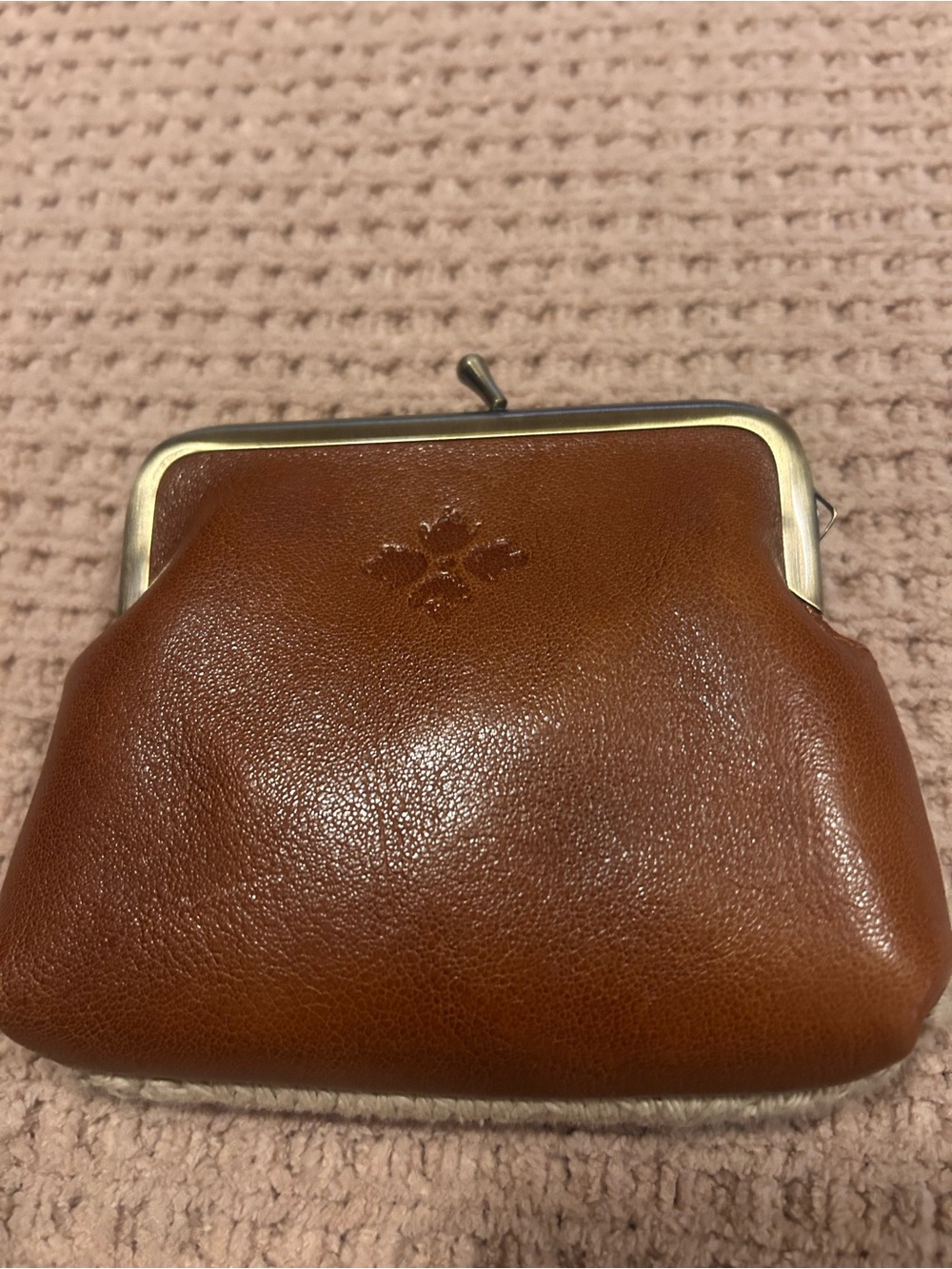 HOBO Caramel Brown Leather Kiss-Lock Coin Purse